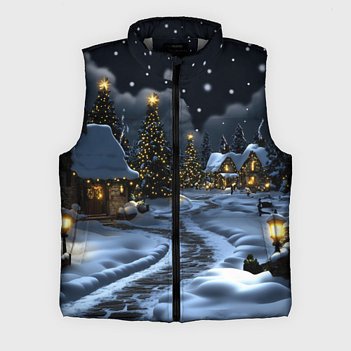 Мужской жилет Ночной новогодний город / 3D-Светло-серый – фото 1