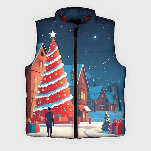 Мужской жилет Рождественская улица / 3D-Красный – фото 1