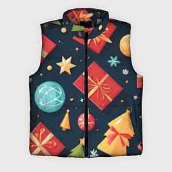 Мужской жилет Новогодние подарки и шарики