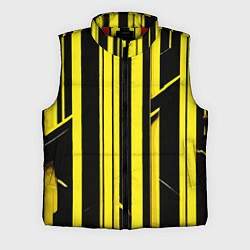 Мужской жилет Толстые жёлтые полосы на чёрном фоне, цвет: 3D-красный