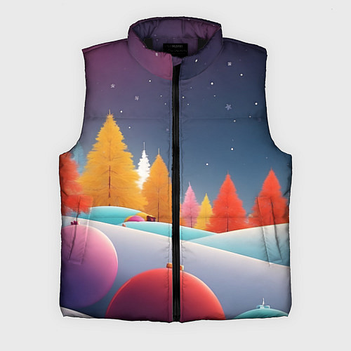 Мужской жилет Яркие новогодние елки / 3D-Черный – фото 1