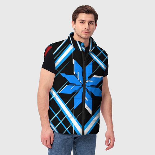 Мужской жилет Сине-белая звезда и полосы на чёрном фоне / 3D-Красный – фото 3