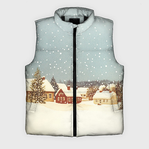 Мужской жилет Дома и снежное небо / 3D-Черный – фото 1