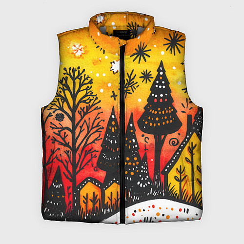 Мужской жилет Елочки на фоне оранжевого неба / 3D-Светло-серый – фото 1