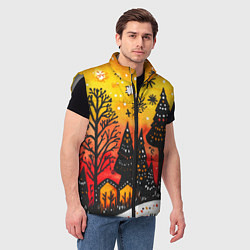 Мужской жилет Елочки на фоне оранжевого неба, цвет: 3D-светло-серый — фото 2