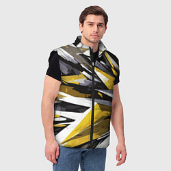 Мужской жилет Чёрно-жёлто-белая абстракция, цвет: 3D-черный — фото 2