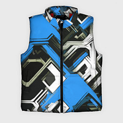 Мужской жилет Сине-белый техно паттерн на чёрном фоне, цвет: 3D-красный