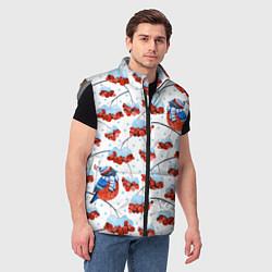 Мужской жилет Снегири в шапочках на рябине, цвет: 3D-светло-серый — фото 2