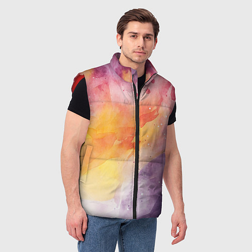 Мужской жилет Краски акварели / 3D-Красный – фото 3