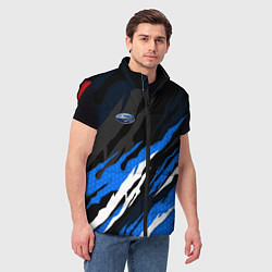 Мужской жилет Субару - черно-синий, цвет: 3D-красный — фото 2