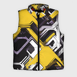 Мужской жилет Бело-жёлтый техно паттерн на чёрном фоне