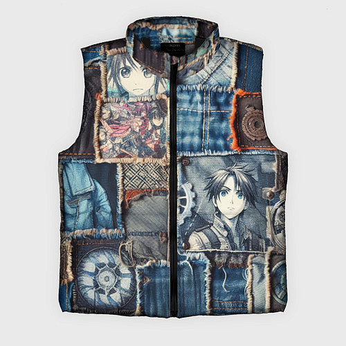 Мужской жилет Аниме пэчворк деним / 3D-Черный – фото 1