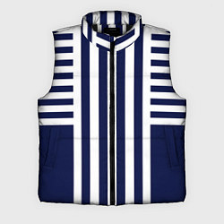 Мужской жилет Бело синий комбинированный полосатый узор