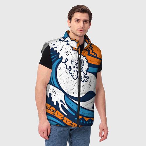 Мужской жилет Современная японская абстракция / 3D-Светло-серый – фото 3