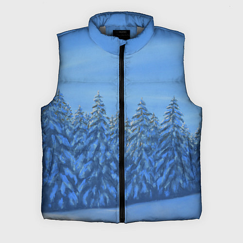 Мужской жилет Ёлки под снегом в лесу / 3D-Светло-серый – фото 1