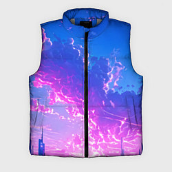 Мужской жилет Розовые тучи на голубом небе киберпанк, цвет: 3D-светло-серый