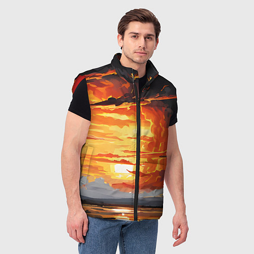 Мужской жилет Багровый закат / 3D-Красный – фото 3
