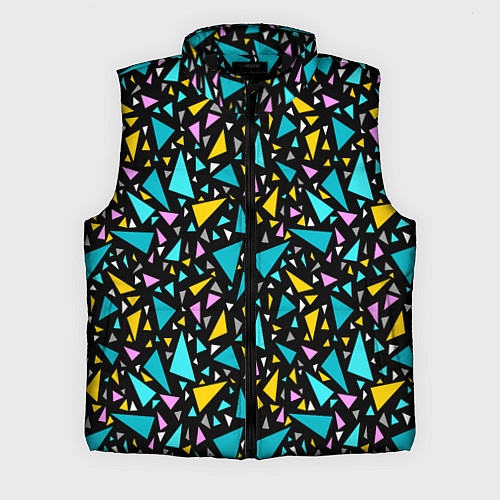 Мужской жилет Разноцветные яркие треугольники на черном / 3D-Черный – фото 1