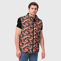 Мужской жилет Новогодние мухоморы колпаки, цвет: 3D-черный — фото 2