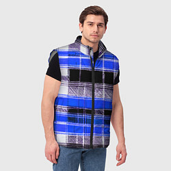 Мужской жилет Белые полосы на чёрно-синем фоне, цвет: 3D-светло-серый — фото 2