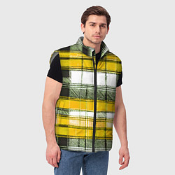 Мужской жилет Чёрные полосы на жёлто-белом фоне, цвет: 3D-светло-серый — фото 2