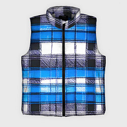 Мужской жилет Чёрные полосы на сине-белом фоне, цвет: 3D-светло-серый