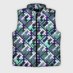 Мужской жилет Бирюзовый абстрактный паттерн, цвет: 3D-черный
