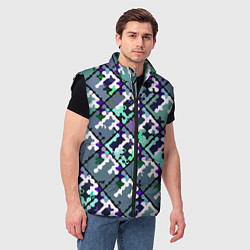 Мужской жилет Бирюзовый абстрактный паттерн, цвет: 3D-черный — фото 2