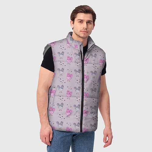 Мужской жилет Голуби и семечки / 3D-Светло-серый – фото 3