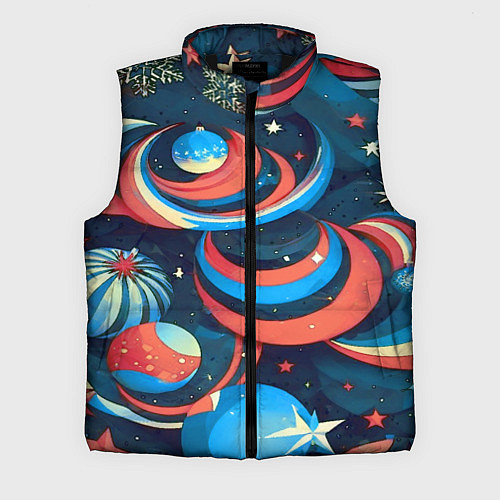 Мужской жилет Абстракция ёлочных игрушек / 3D-Черный – фото 1