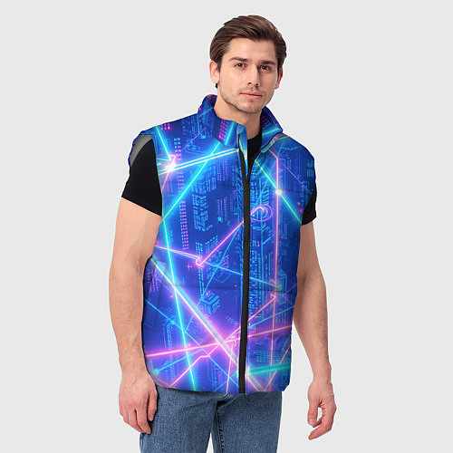 Мужской жилет Неоновые провода / 3D-Светло-серый – фото 3
