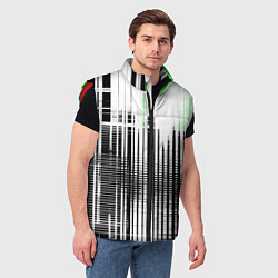 Мужской жилет Зелёно-чёрный гранж на белом фоне, цвет: 3D-красный — фото 2