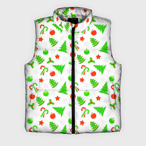 Мужской жилет Новогодний ёлочный паттерн / 3D-Светло-серый – фото 1