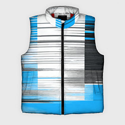Мужской жилет Чёрные вертикальные полосы на сине-белом фоне, цвет: 3D-красный