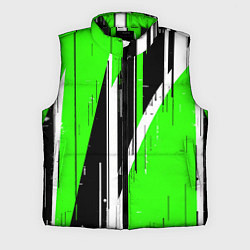 Мужской жилет Чёрно-белые вертикальные полосы на зелёном фоне, цвет: 3D-черный
