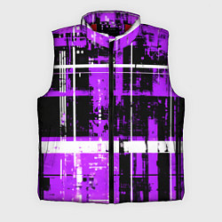 Мужской жилет Фиолетово-белый гранж на чёрном фоне