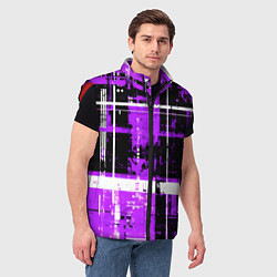 Мужской жилет Фиолетово-белый гранж на чёрном фоне, цвет: 3D-красный — фото 2
