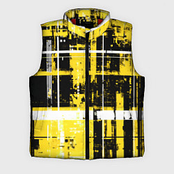 Мужской жилет Жёлто-белый гранж на чёрном фоне