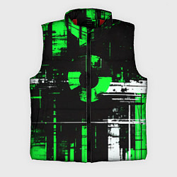 Мужской жилет Зелёно-белый гранж на чёрном фоне, цвет: 3D-красный