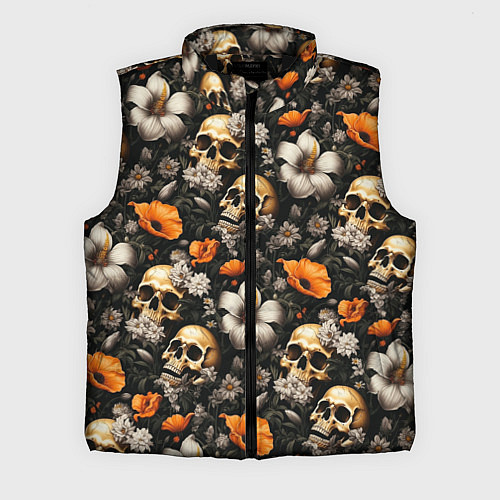 Мужской жилет Маки и черепа / 3D-Черный – фото 1