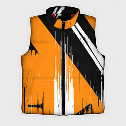 Мужской жилет Вертикальные чёрные линии на оранжево-белом фоне, цвет: 3D-красный