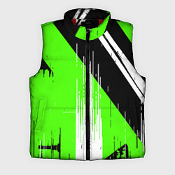 Мужской жилет Вертикальные чёрные линии на зелёно-белом фоне, цвет: 3D-красный