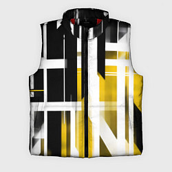 Мужской жилет Чёрно-жёлтые вертикальные и горизонтальные полосы, цвет: 3D-красный