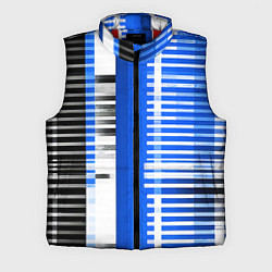 Мужской жилет White stripes on a black and blue background, цвет: 3D-красный