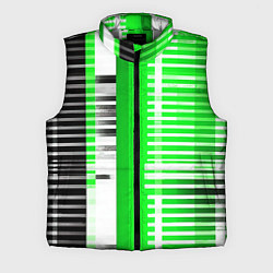 Мужской жилет Белые полосы на зелёно-чёрном фоне, цвет: 3D-светло-серый