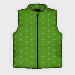 Мужской жилет Снежинки на зеленом, цвет: 3D-светло-серый