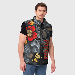 Мужской жилет Россия - цветочный узор, цвет: 3D-черный — фото 2