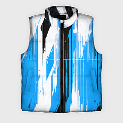 Мужской жилет Вертикальные чёрно-белые линии на синем фоне, цвет: 3D-черный