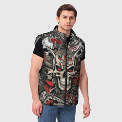 Мужской жилет Череп в маске Хання, цвет: 3D-светло-серый — фото 2