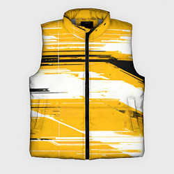 Мужской жилет Горизонтальные чёрно-белые линии на жёлтом фоне, цвет: 3D-светло-серый